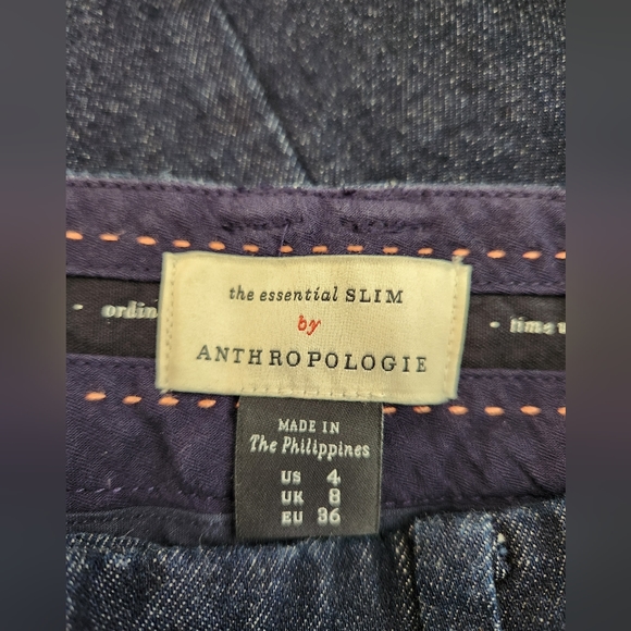 Anthropologie The Essential Slim Dark Wash Crop Jeans Size 4 - Picture 3 of 4